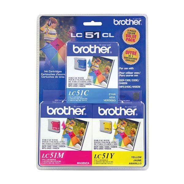OEM Brother LC51 3PKS Ink Cartridges CYM 3 Pack - TonerParts