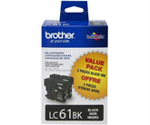 OEM Brother LC61BK LC612PKS Ink Cartridge Black 2 Pack