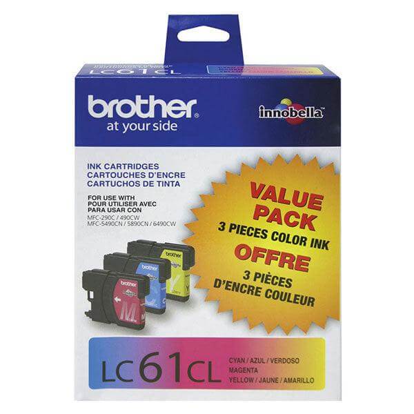 OEM Brother LC61C LC61M LC61Y Ink Cartridge CYM 3 Pack - TonerParts