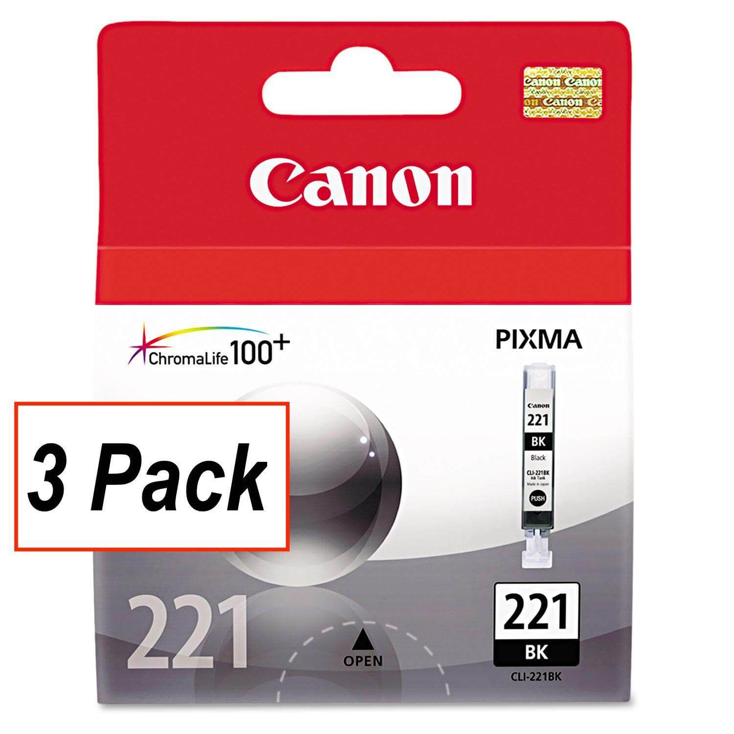 OEM Canon CLI-221BK, 2946B001-K lnk Cartridge - Black - 3 / Pack - TonerParts
