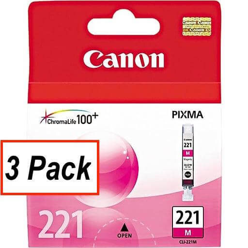 OEM Canon CLI-221M, 2948B001-K lnk Cartridge - Magenta - 3 / Pack - TonerParts