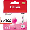 OEM Canon CLI-221M, 2948B001-K lnk Cartridge - Magenta - 3 / Pack