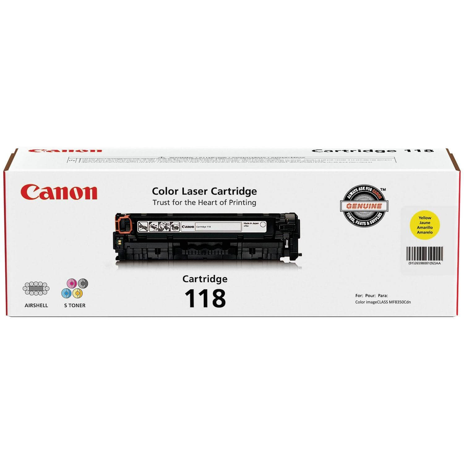 OEM Canon CRG118 Toner Cartridge - Yellow - TAA Compliance - TonerParts