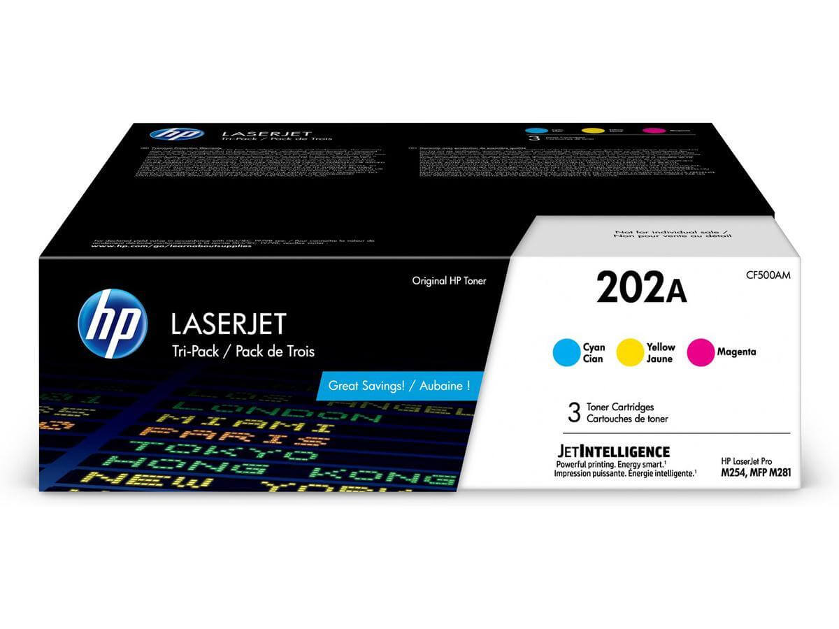 OEM HP 202A CF500AM Toner Cartridge 1.3K CYM 3 Pack - TonerParts