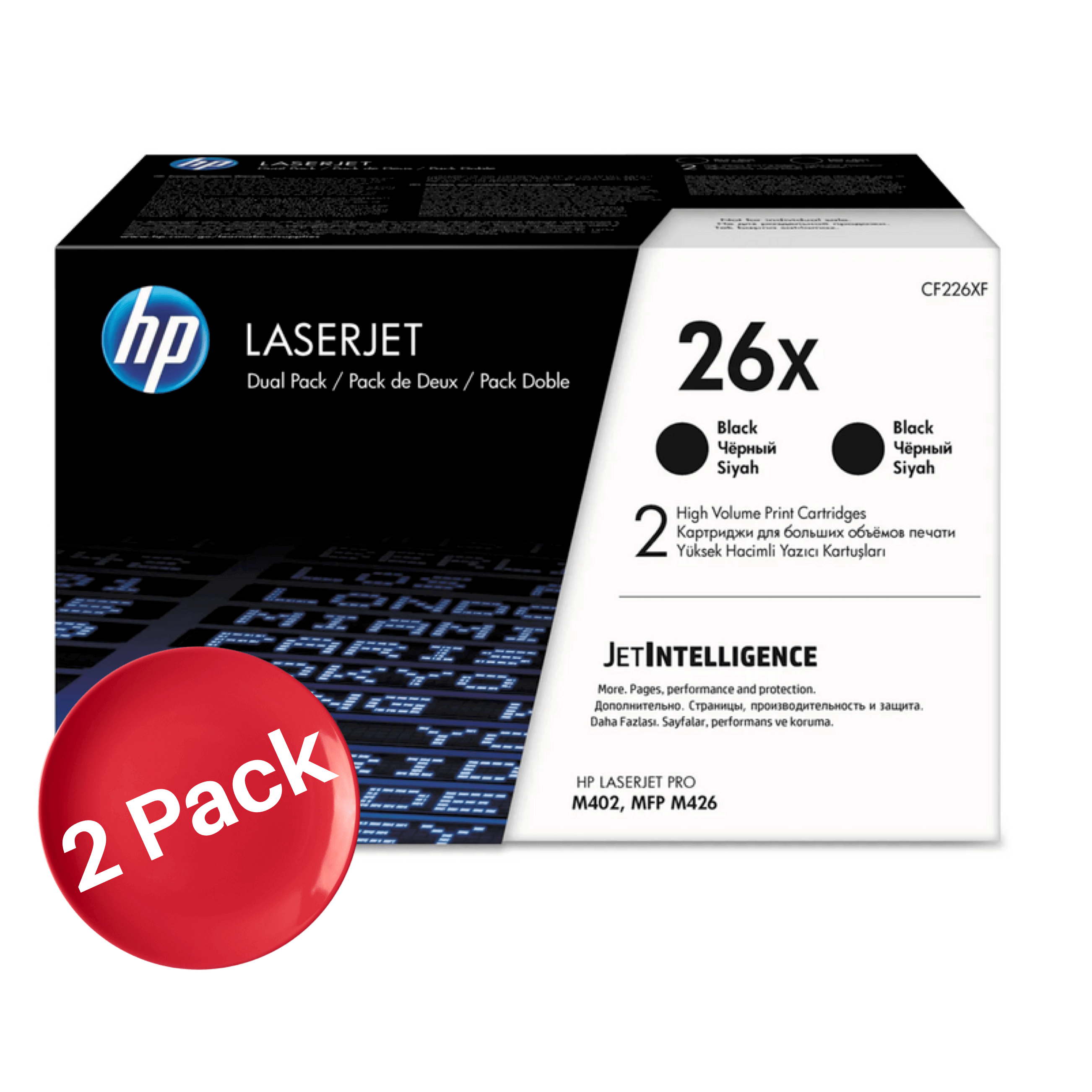 OEM HP 26X CF226XD Toner Cartridges Black 9K 2 Pack - TonerParts