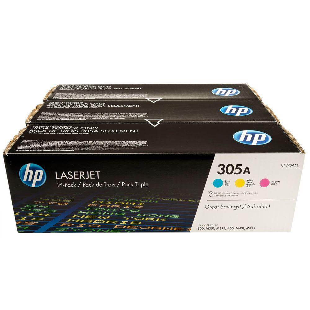 OEM HP 305A CF370AM Toner Cartridges CYM 2.6K 3 Pack - TonerParts