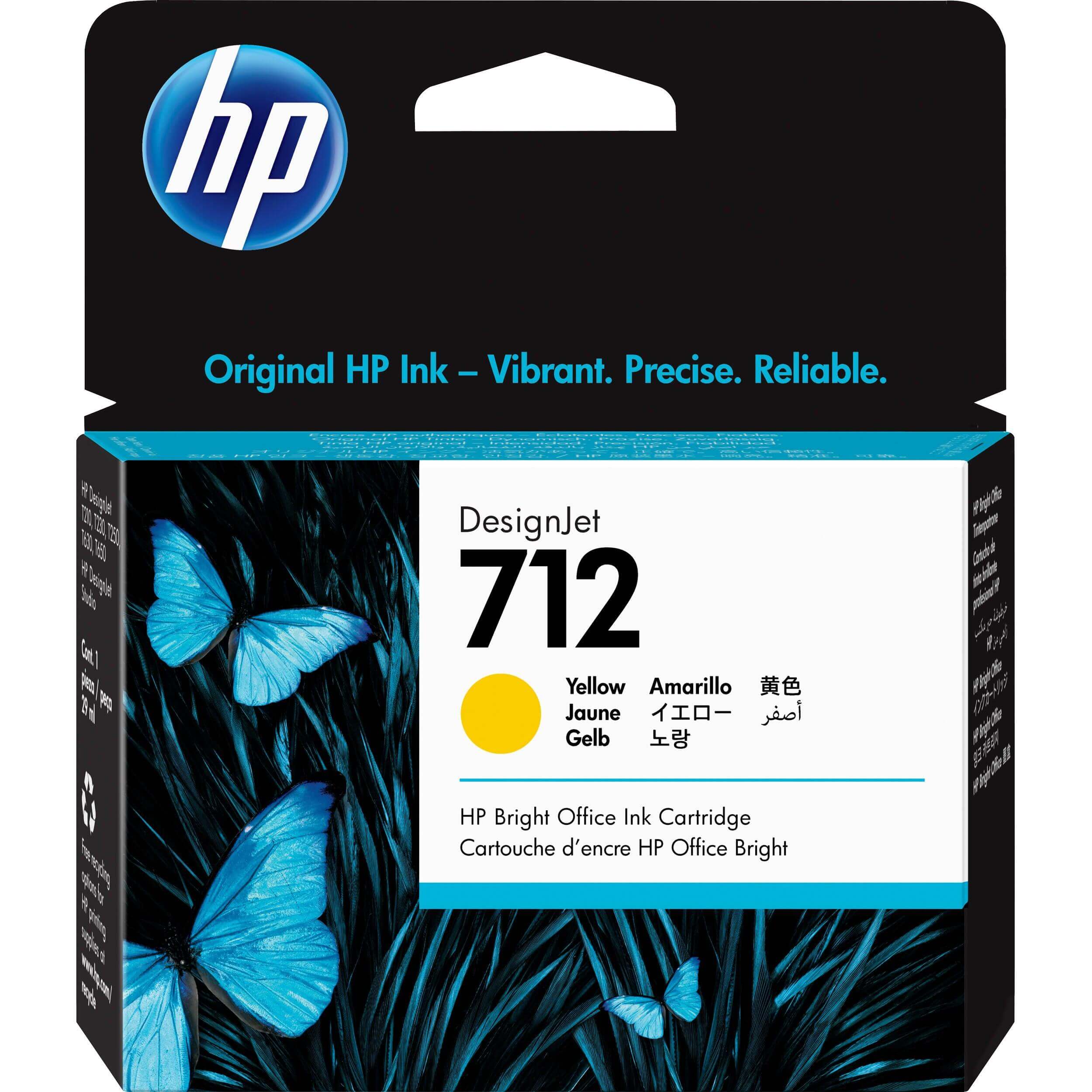 OEM HP 3ED69A 712 Ink Cartridge Yellow 29ml - TonerParts