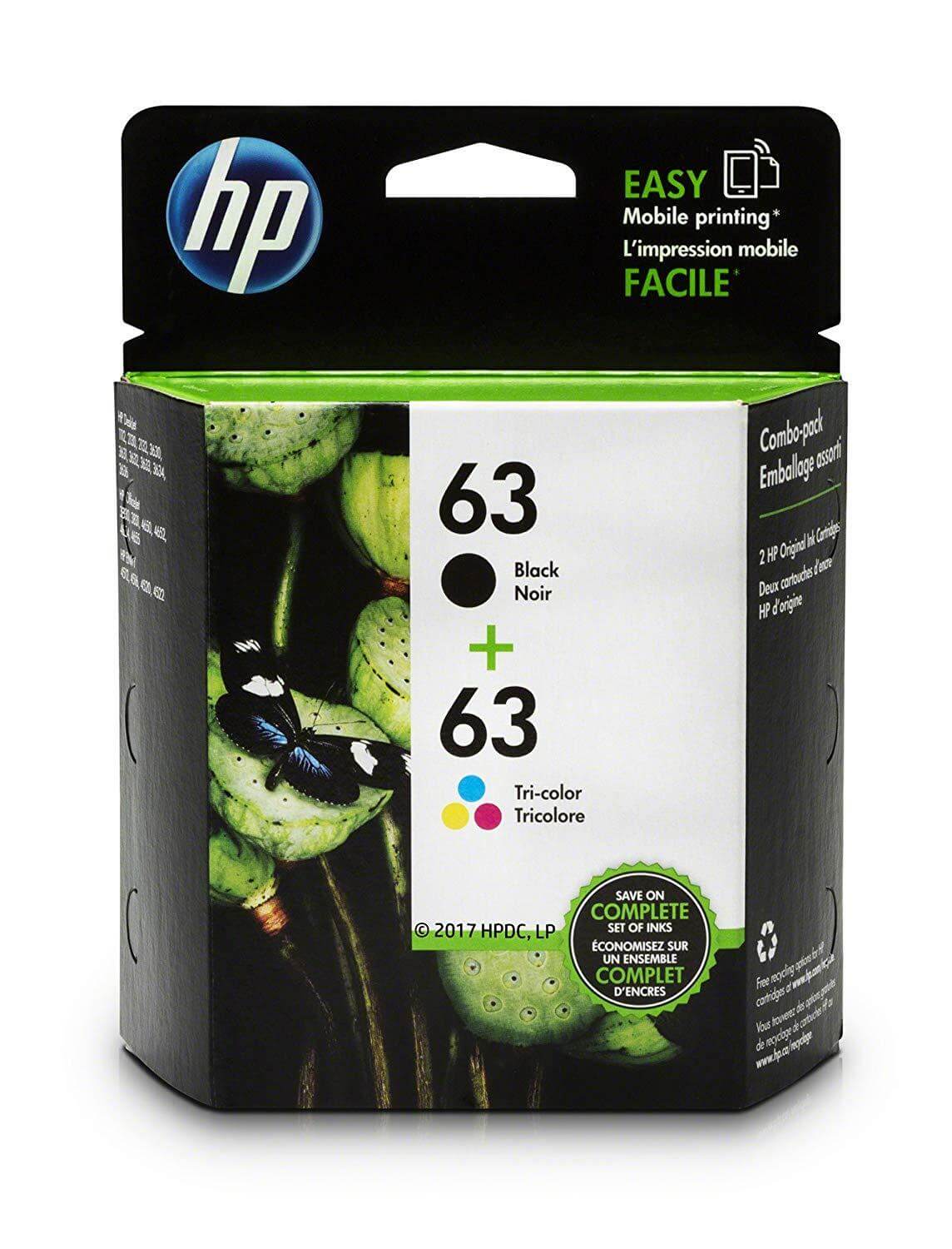 OEM HP 63 L0R46AN Ink Cartridges Black & Tri-color 2 Pack - TonerParts