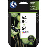 OEM HP 64 X4D92AN Ink Cartridge Black and Tri-Color Combo Pack