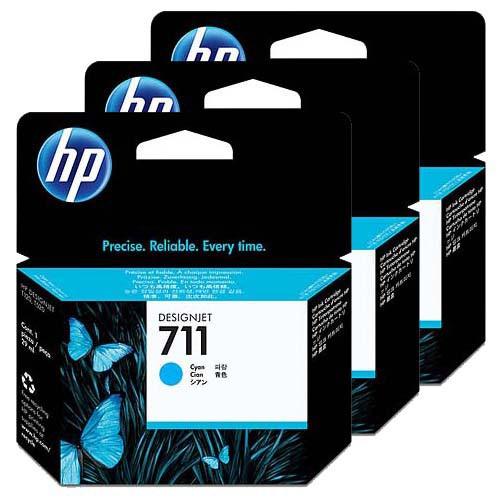 OEM HP 711 CZ134A DesignJet Ink Cartridges Cyan 29ml 3 Pack - TonerParts