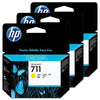 OEM HP 711 CZ136A DesignJet Ink Cartridges Yellow 29ml 3 Pack
