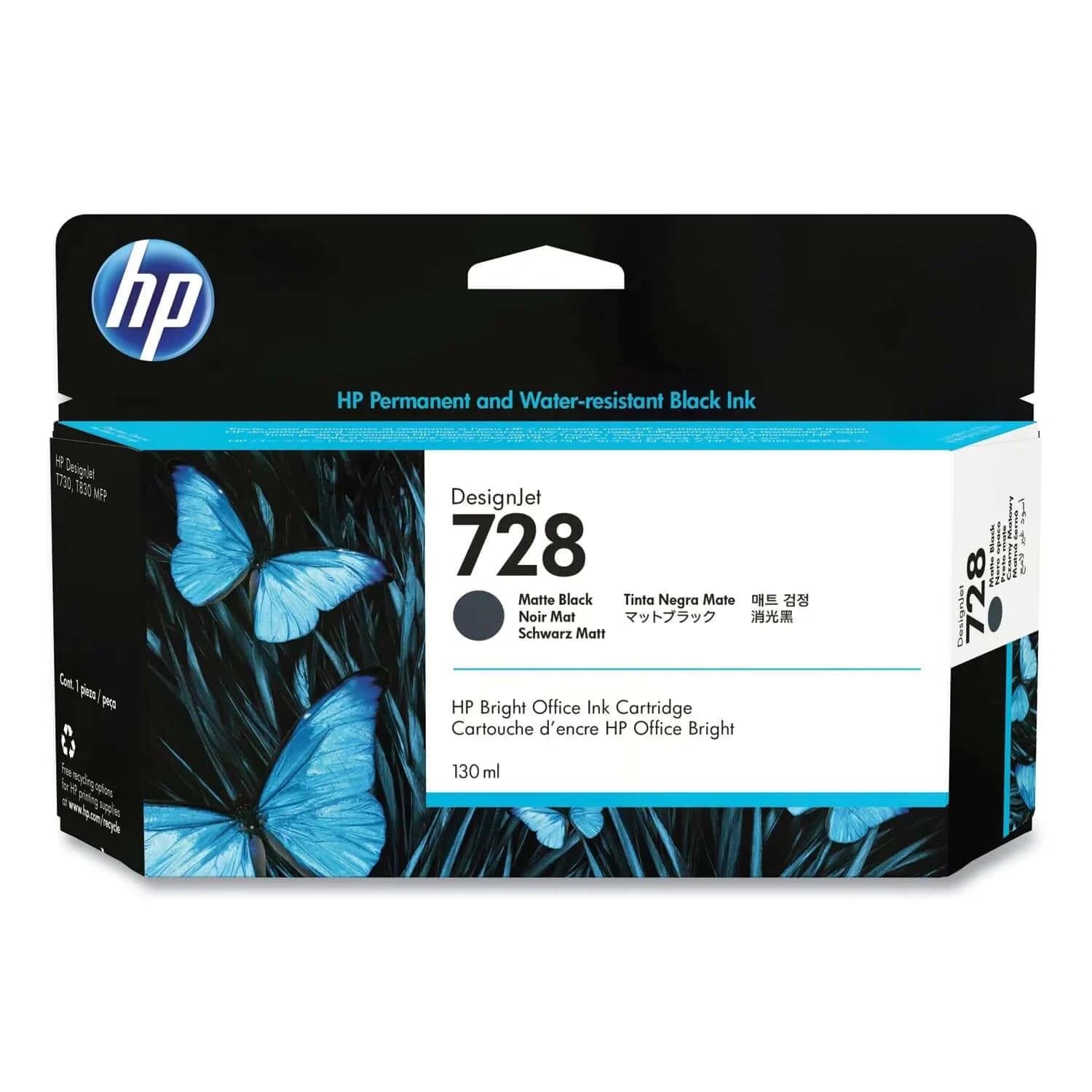OEM HP 728 3WX25A Ink Cartridge Matt Black 130ml - TonerParts