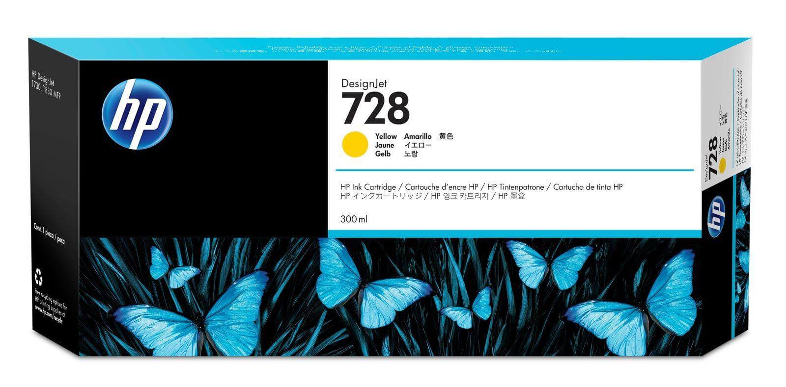 OEM HP 728 F9K15A Ink Cartridge Yellow 300ml - TonerParts