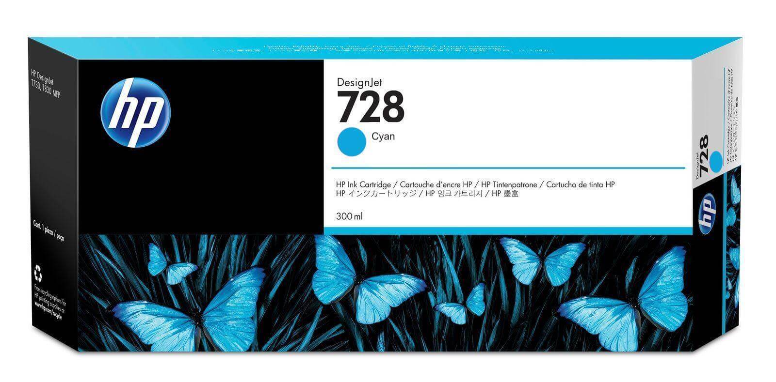 OEM HP 728 F9K17A Ink Cartridge Cyan 300ml - TonerParts