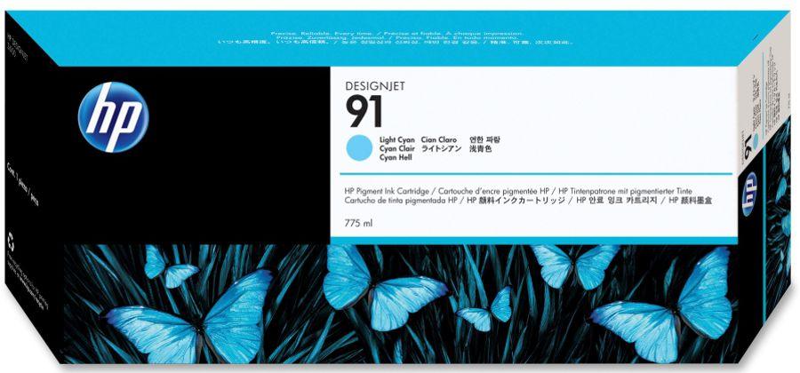OEM HP 91 C9470A DesignJet Pigment Ink Cartridge Light Cyan 775ml - TonerParts