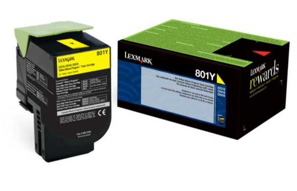 OEM Lexmark 80C10Y0 801Y Toner Cartridge Yellow 1K Return Program - TonerParts