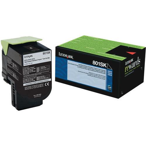 OEM Lexmark 80C1SK0 801SK Toner Cartridge Black 2.5K Return Program - TonerParts
