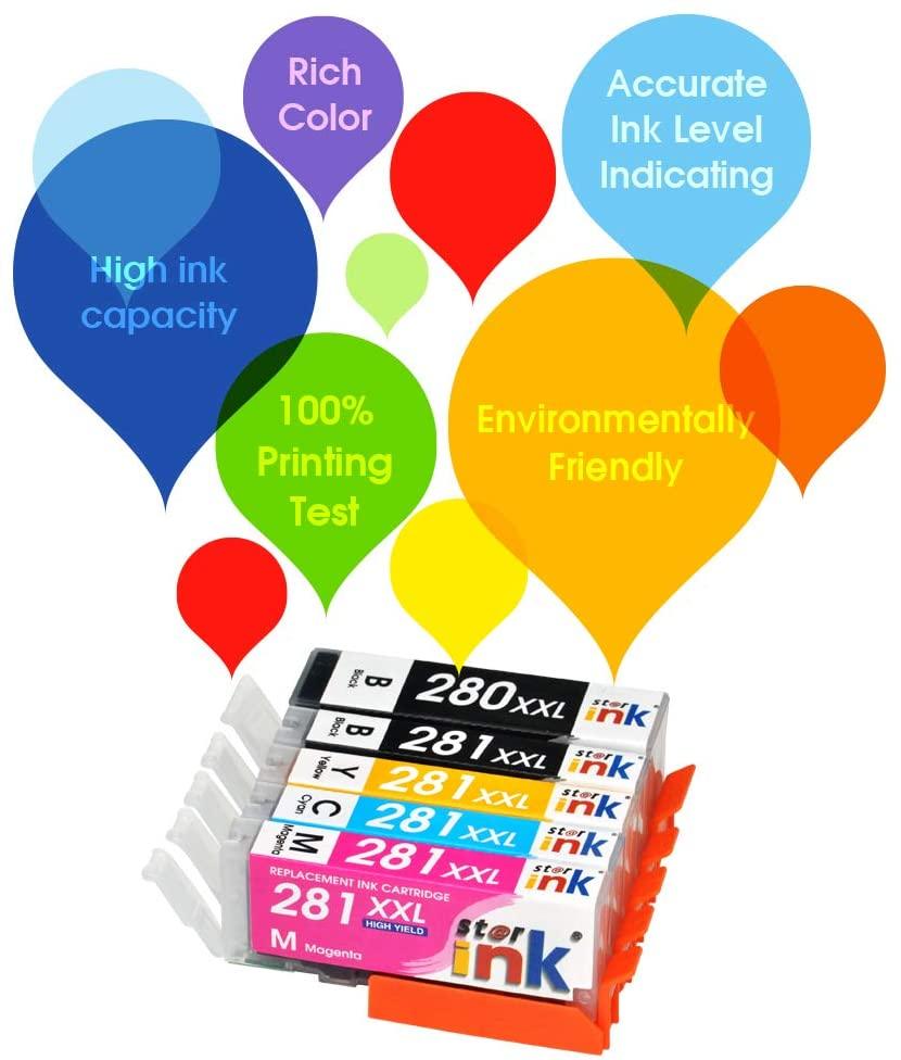 StarInk Compatible Canon PGI-280XL CLI-281XL BCYM 5 Pack - TonerParts