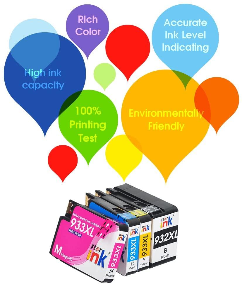 StarInk Compatible HP 932XL HP 933XL Ink Cartridges BCYM 4 Pack - TonerParts